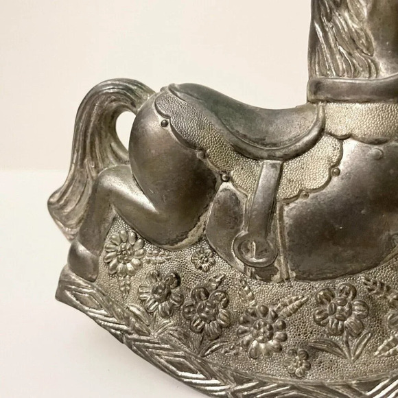 Vintage Rocking Horse Piggy Bank Silver Plated Coin Bank Made In Hong Kong - Picture 14 of 16